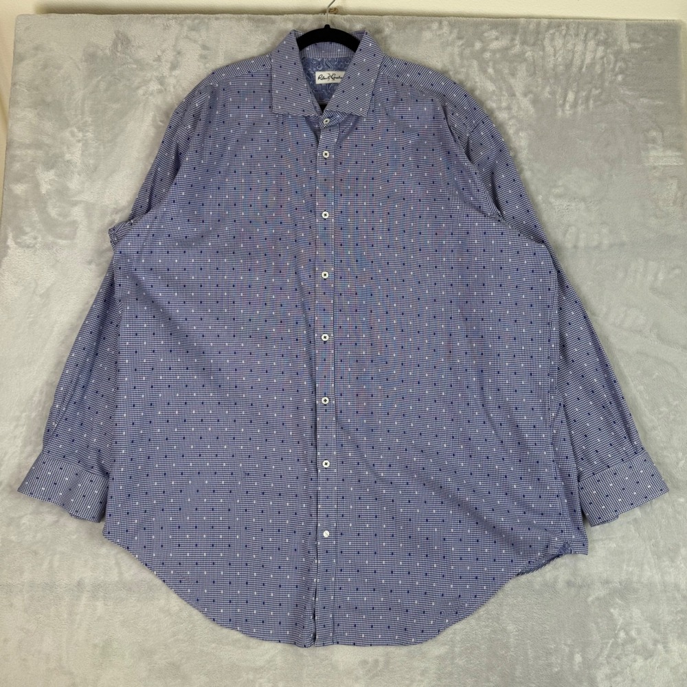 Robert Graham Button Down Shirt Mens 18.5 36/37 Tall Blue Check X Collection